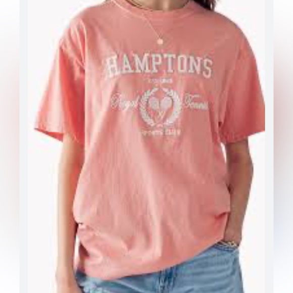 Altar’d State Revival Hamptons Tennis Short Sleeve Tshirt In Coral Size‎ L/ XL - Picture 1 of 6